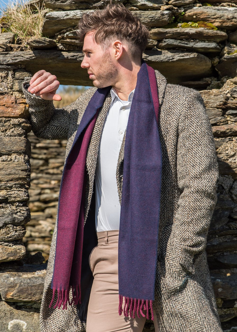 McNutt Reversible Scarf - Burgundy & Navy Plaid - Soft Winter Wrap for Women & Men - Perfect for Cold Weather, Office & Outdoor Activities