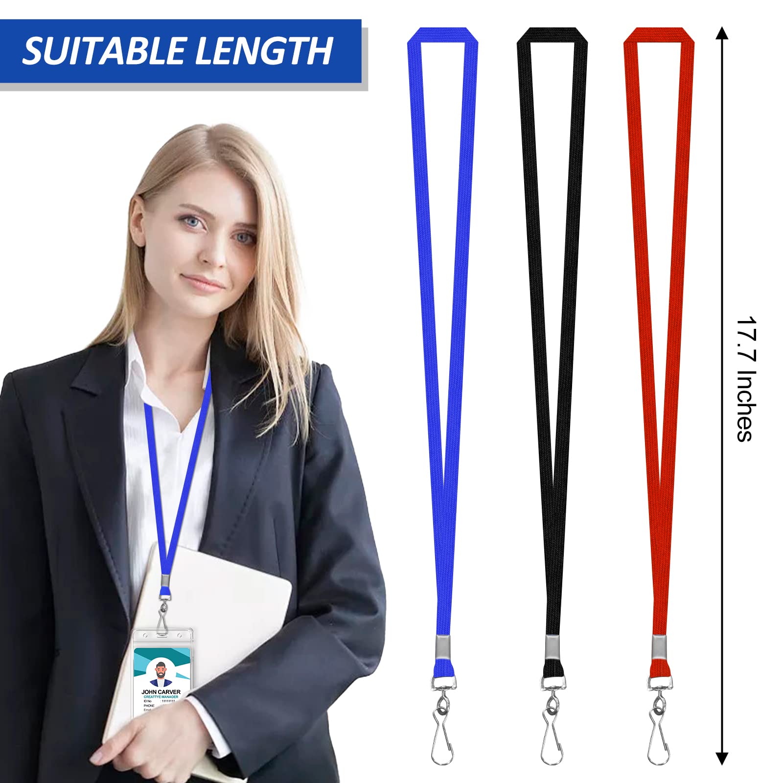 100Pcs Blue ID Badge Lanyards with Swivel Hook - Durable & Comfortable Neck Straps for Office & Events