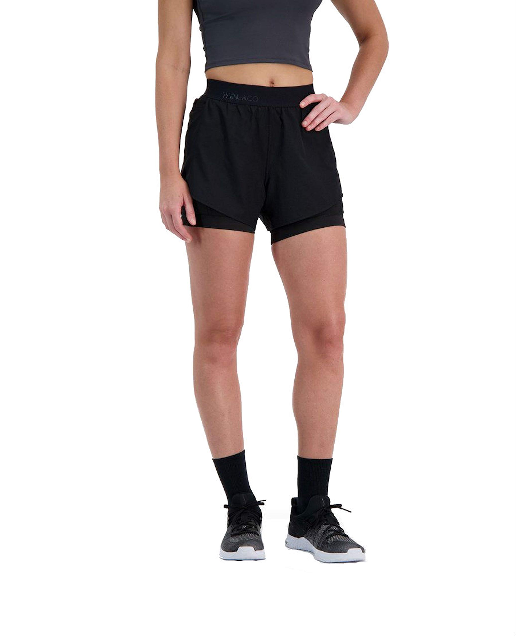 WOLACO Women's Grand 2-in-1 Gym Shorts - Breathable Athletic Workout Training Shorts with Pockets for Running, Yoga & Fitness | High Waist Compression Shorts for Women