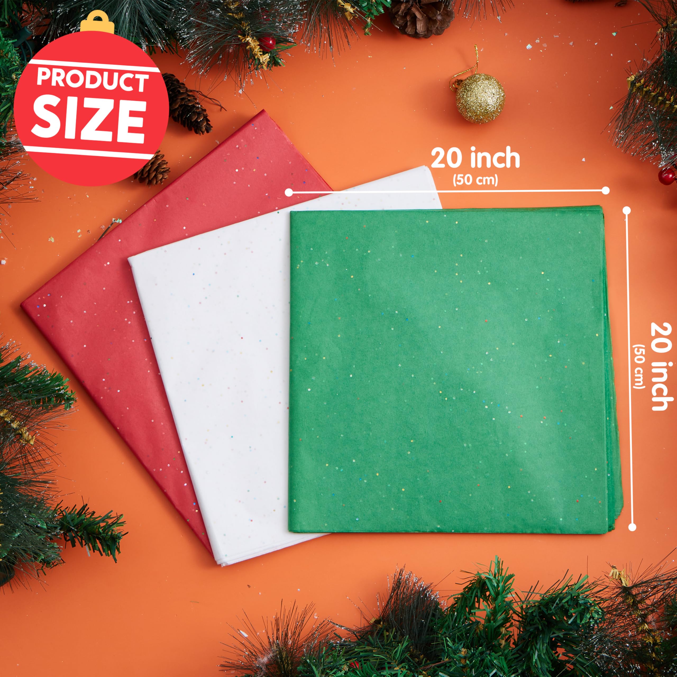 JOYIN 72 Sheets Glitter Tissue Paper for Gift Wrapping - 20