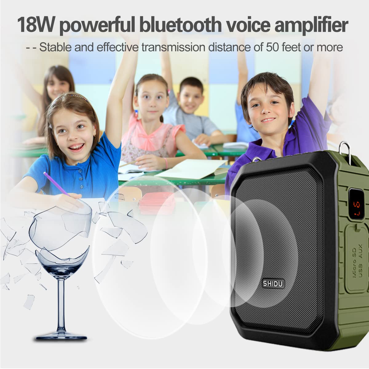18W Wireless Bluetooth Voice Amplifier Headset - Rechargeable Waterproof Microphone for Teachers, Classroom & Outdoor Use - Portable Personal Voice Enhancer for Public Speaking, Presentations & Events