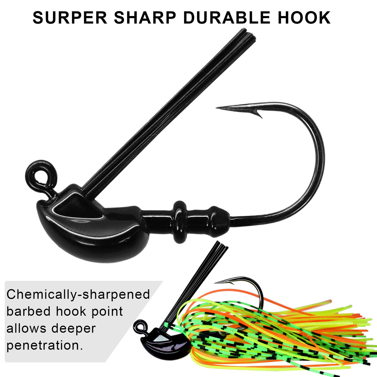 THKFISH Bass Tungsten Jig - Weedless Swim Jigs for Bass Fishing (5-Pack, Multi-Color) - Premium Finesse Boo Jig Lure with Weed Guard - Perfect for Freshwater Fishing & Tournament Bass Angling
