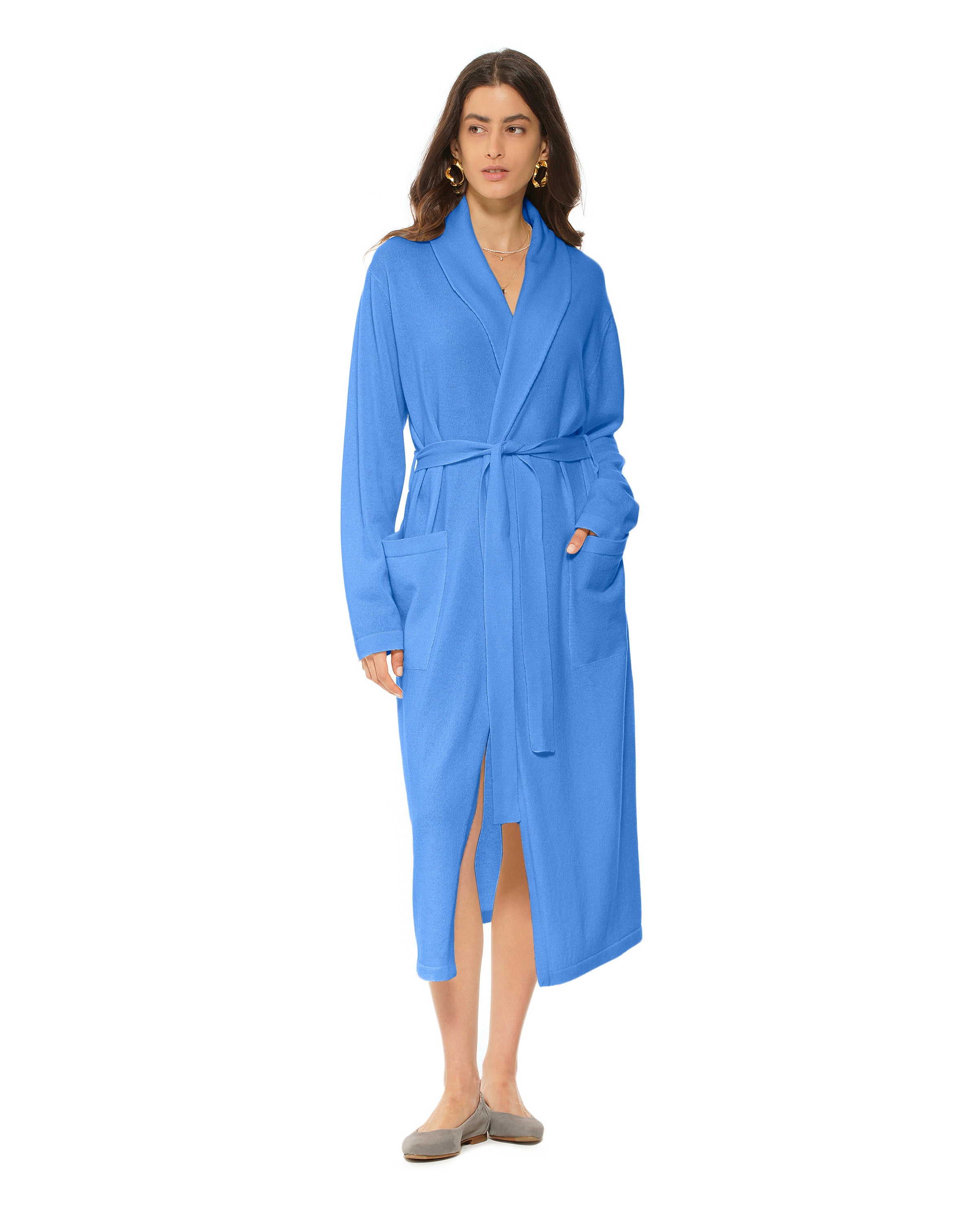 Luxury Women's Pure Cashmere Knit Robe & Jeans Set - Soft Winter Loungewear for Home, Spa & Relaxation | Cozy Cashmere Pajama Outfit