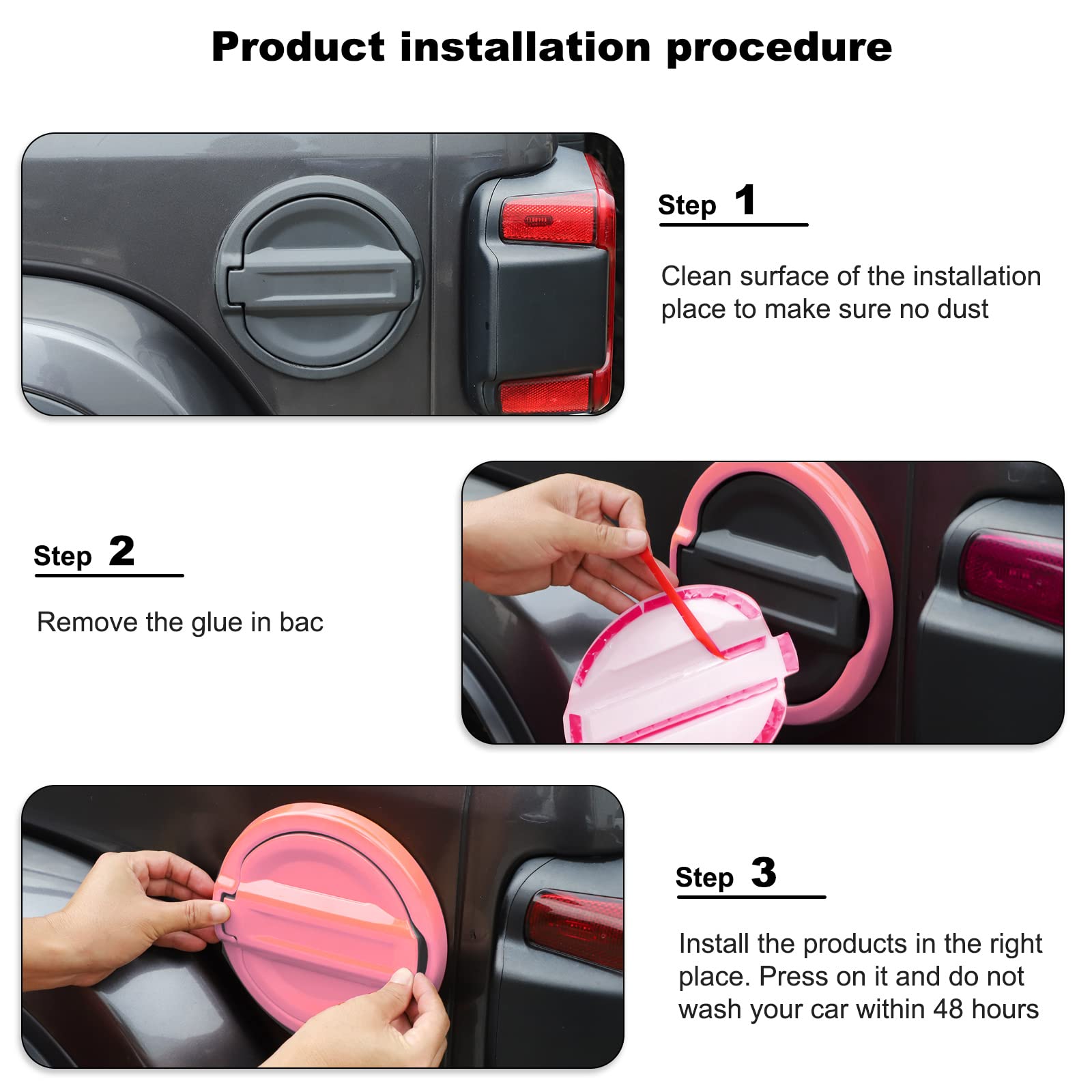 Pink Fuel Filler Door Cover for Jeep Wrangler JL & JLU (2018-2022) - Durable Gas Tank Cap Decoration & Exterior Accessories | Off-Road Adventure & Custom Car Styling