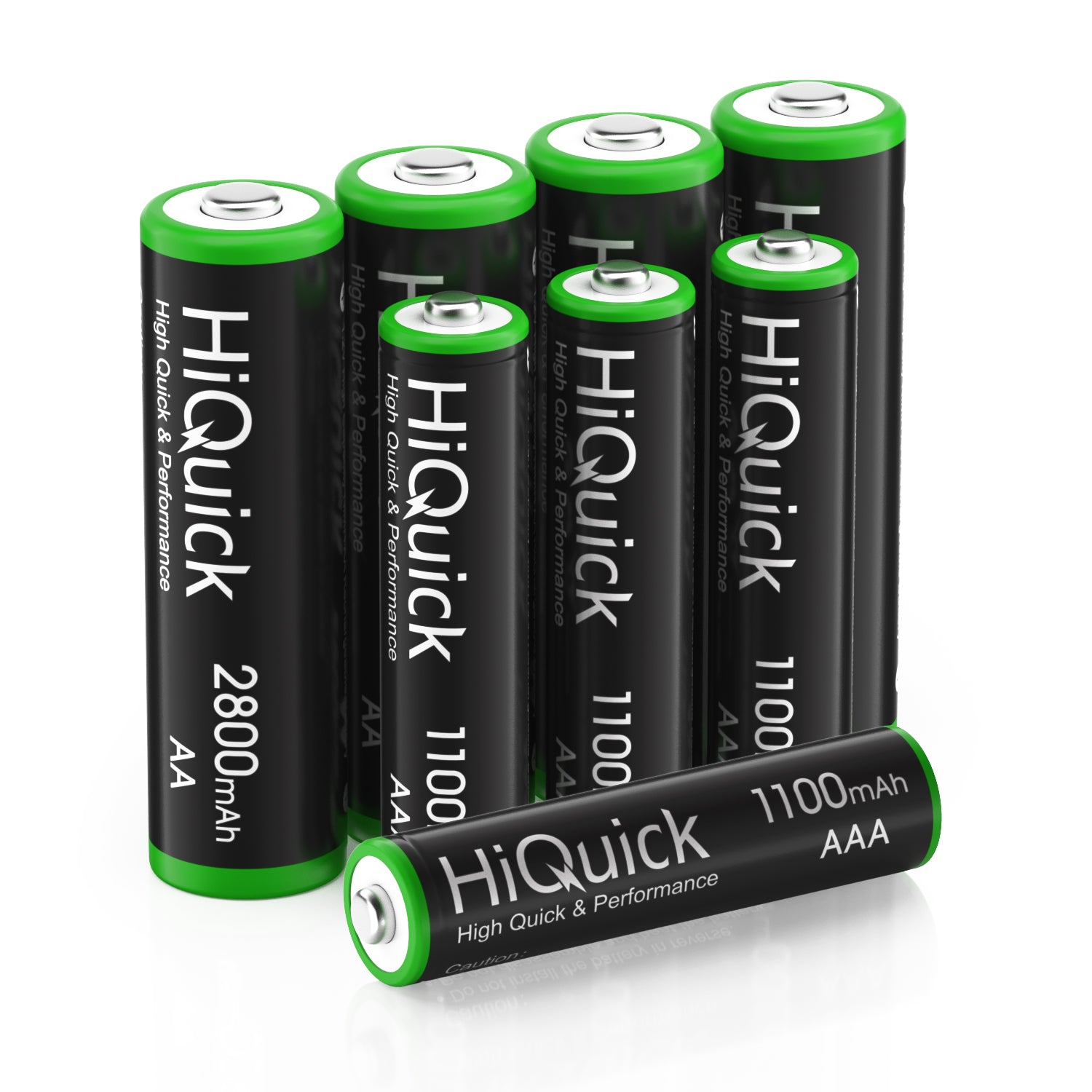 HiQuick 2800mAh AA & 1100mAh AAA Rechargeable Batteries Combo (4+4 Pack) - High Performance 1.2V NiMH Batteries for Cameras, Toys, Flashlights & Electronics