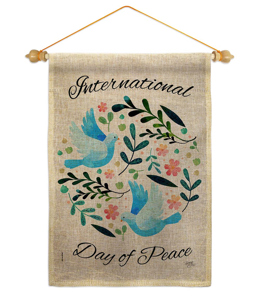 Eco-Friendly Burlap Garden Flag Set with Wood Dowel - Double-Sided 13x18.5 Inch Yard Decor for International Peace Day, Earth Day & Home Decoration - Made in USA | Perfect for Front Porch, Backyard & Seasonal Celebrations