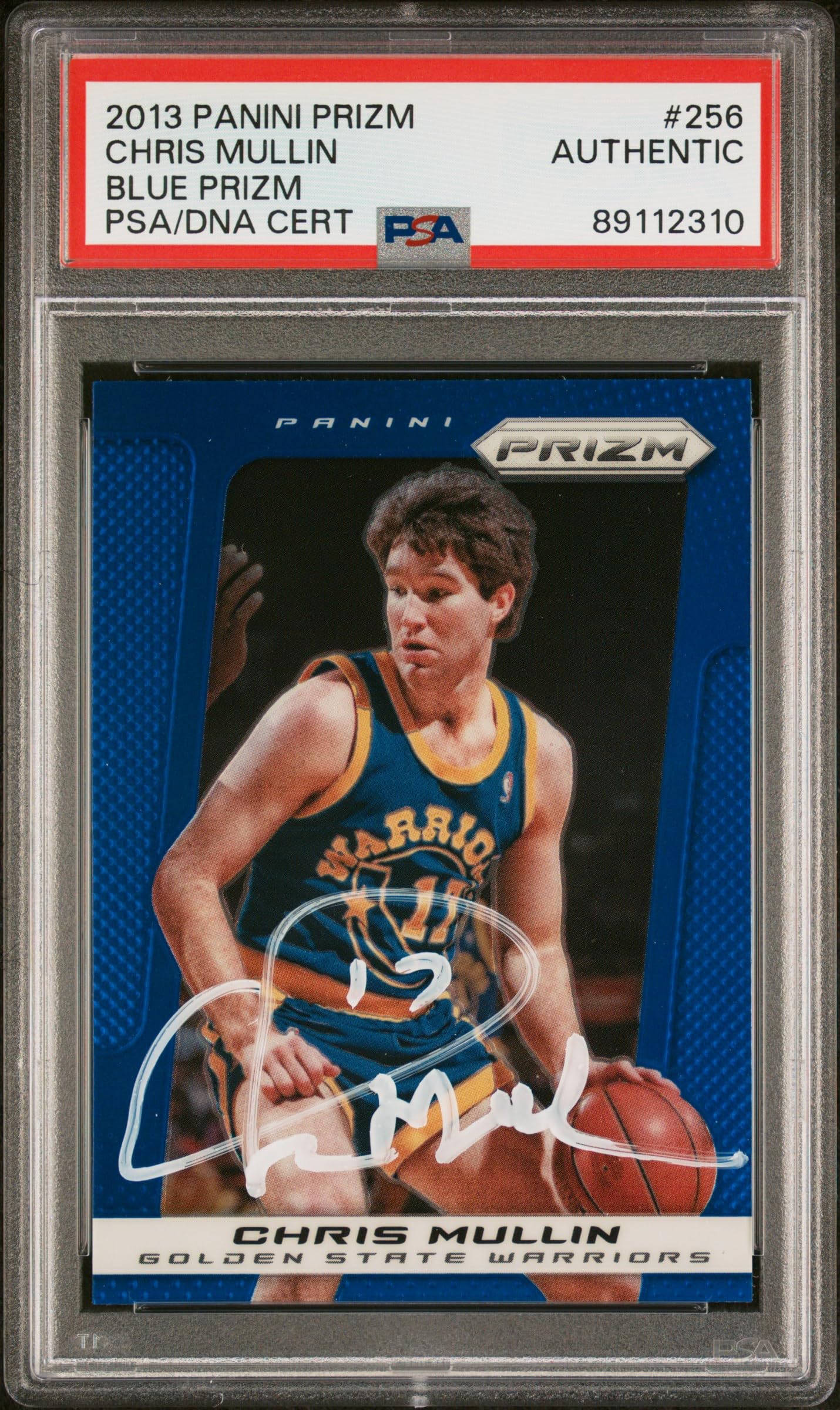 Chris Mullin 2013 Panini Blue Prizm #256 Autographed Basketball Card PSA Certified - Perfect for NBA Memorabilia Collectors and Golden State Warriors Fans Display