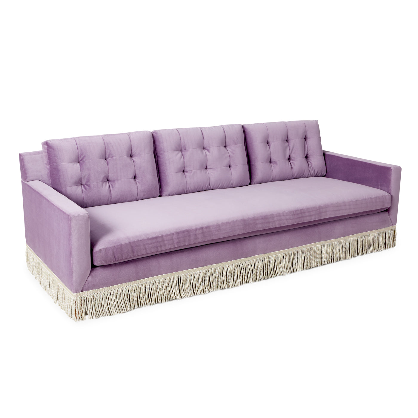 Wright Sofa with Bullion Fringe - Elegant Tufted Upholstered Couch for Living Room, Lounge & Home Decor