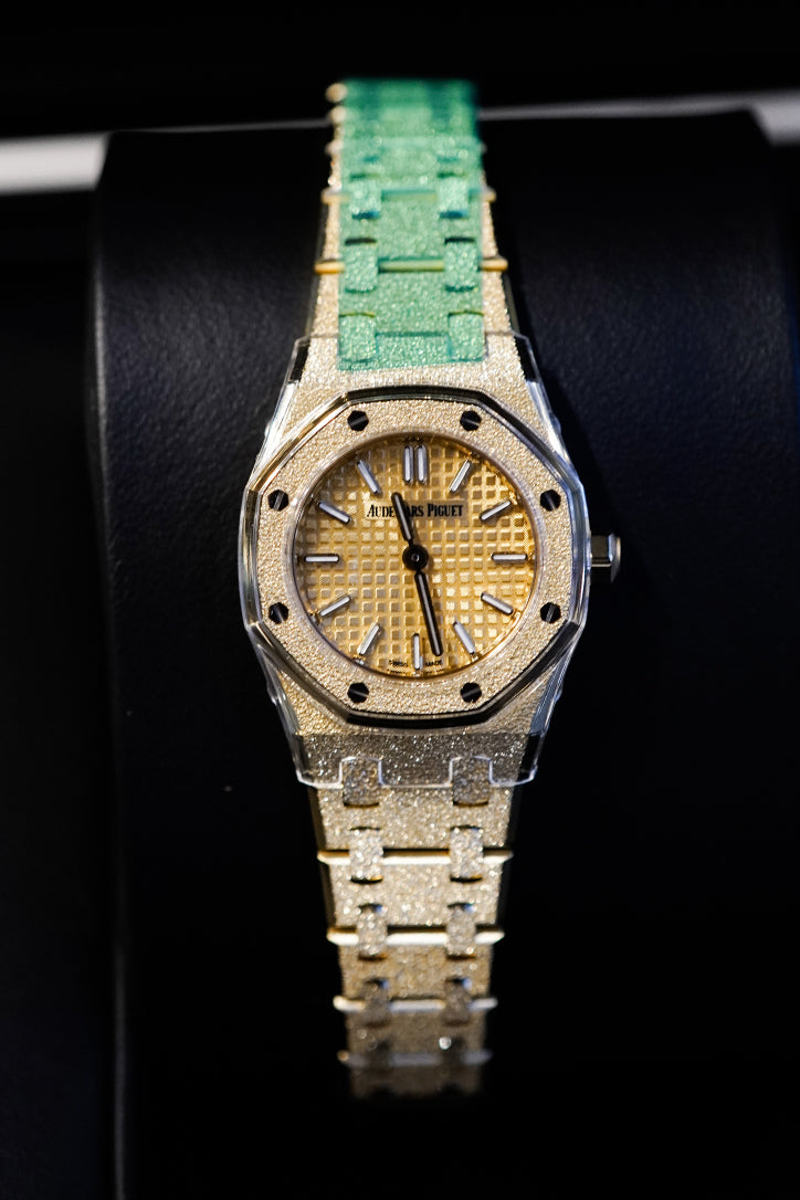 Audemars Piguet Royal Oak Mini 67630BA.GG.1312BA.01 - Frosted Gold Case, Yellow Gold Dial, Quartz Watch for Women | Luxury Dress Watch for Business & Special Occasions