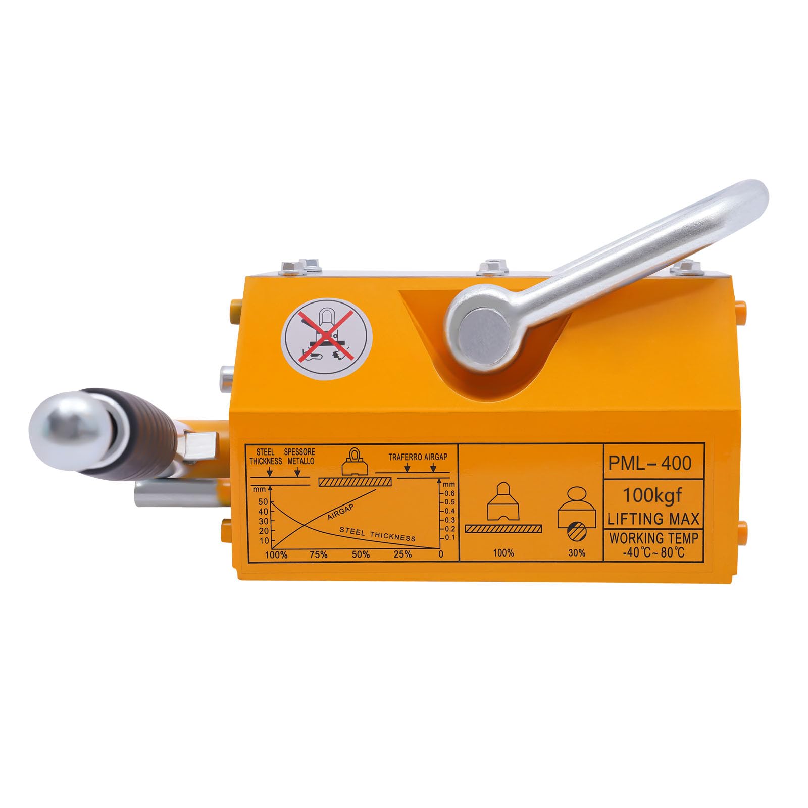 220 Lbs/100 kg Heavy Duty Magnetic Lifter - Permanent Lifting Magnet with Quick Release for Steel Plates & Boards - Ideal for Hoist, Shop Crane & Industrial Material Handling