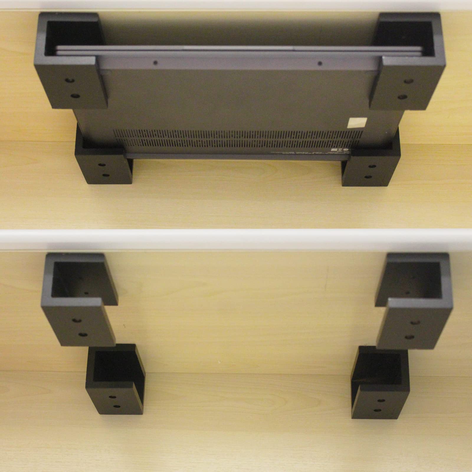 Orisell Black Hardwood Under Desk Laptop Mount Holder with Screws - Space Saving Computer Stand for Home Office & Workspace Organization