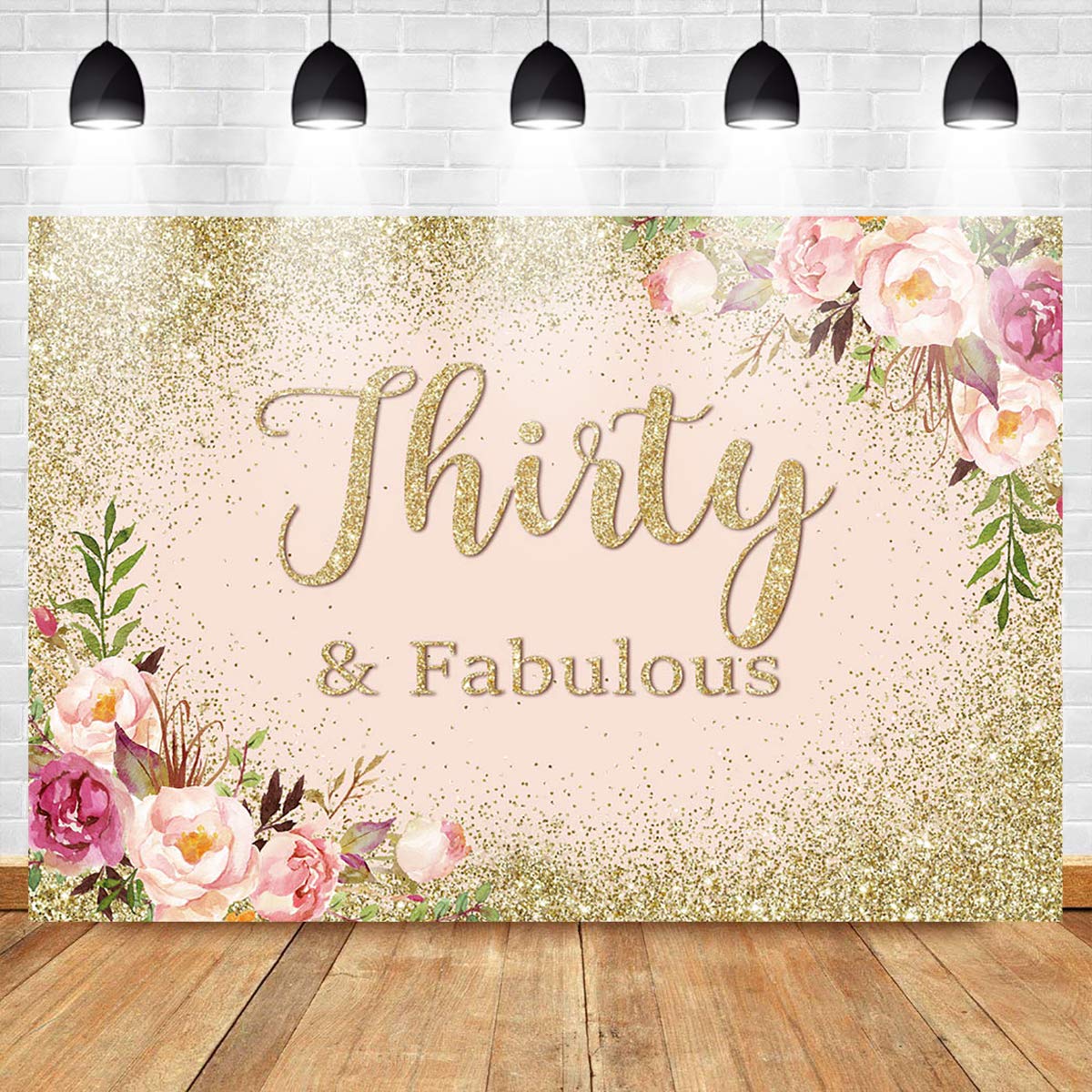 Rose Gold Floral 30th Birthday Party Backdrop - Mocsicka 10x8ft Photography Studio Background for Happy Thirtieth Birthday Decorations | Perfect for Birthday Photos, Milestone Celebrations & Social Media Content