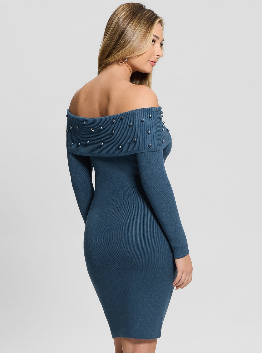 Blue Amber Knit Midi Dress for Women - Elegant Casual Summer Dress with Flowy Fit - Perfect for Beach Vacations, Date Nights & Office Wear