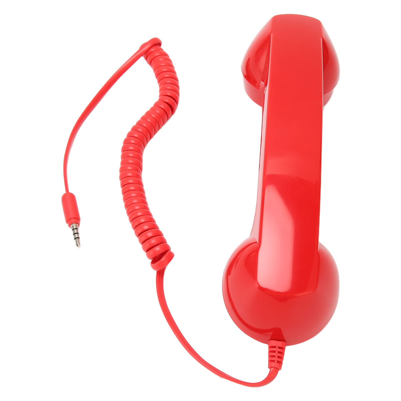 Vintage Retro Phone Handset with 3.5mm Jack - Radiation Proof Mobile Phone Receiver for iPhone Android Smartphones & Computers - Perfect for Office, Home & Gaming (Red)