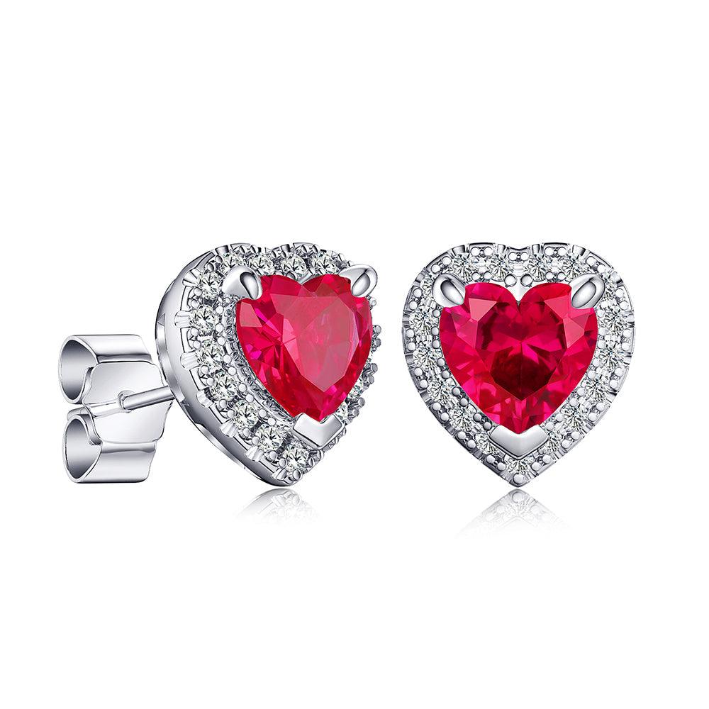1 CT Heart Shaped Birthstone Stud Earrings with Halo - Perfect for Birthdays, Anniversaries & Valentine's Day Gifts