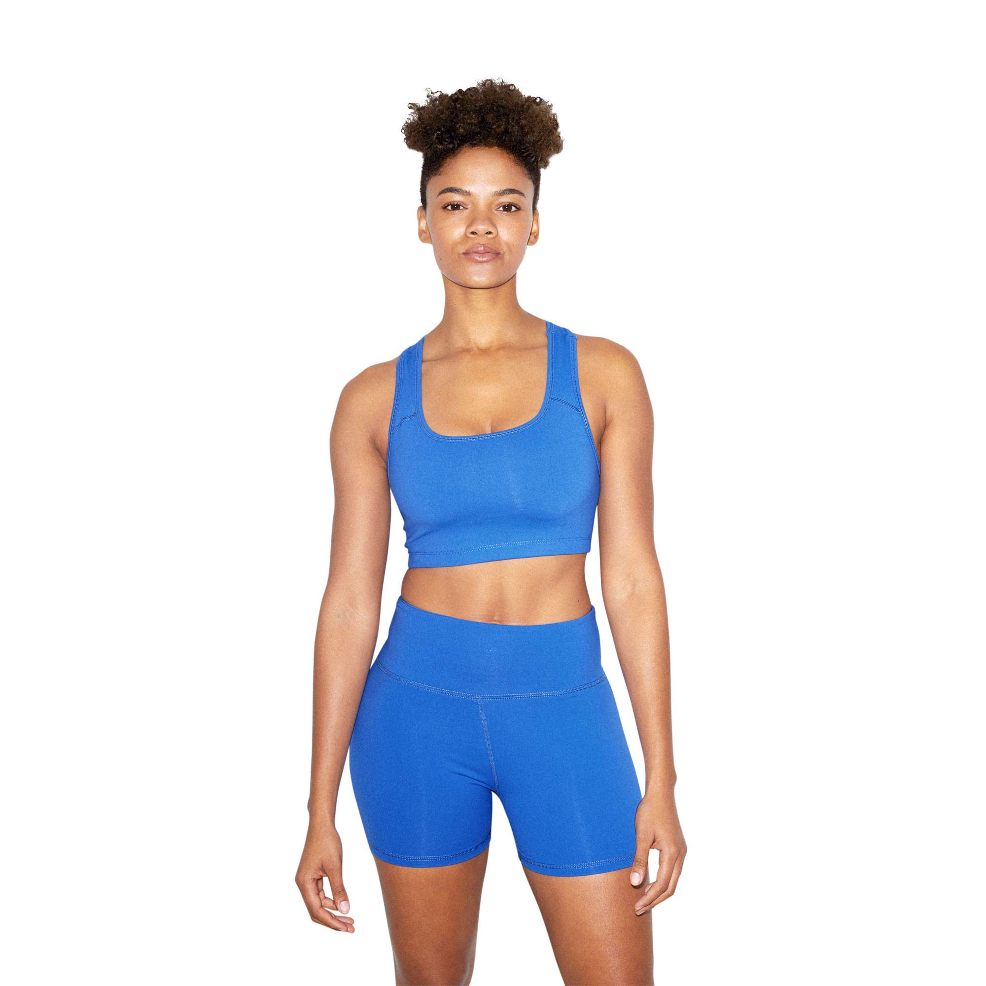 American Apparel Women's High Waisted Hot Shorts - Active Blue, Large Size - Perfect for Yoga, Gym Workouts & Summer Casual Wear