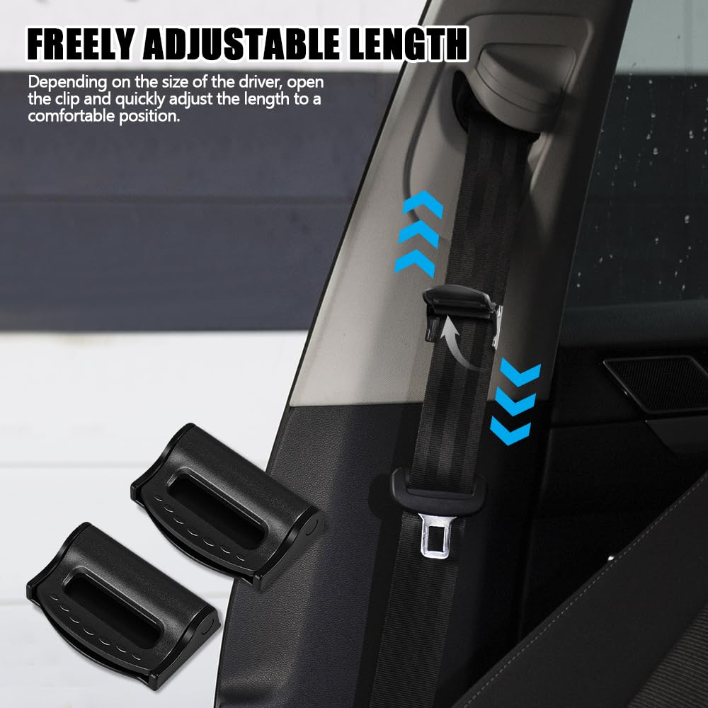 Universal Car Seat Belt Adjuster Clip - Smart Tension Adjuster for Shoulder & Neck Comfort, Black - Perfect for Long Drives & Daily Commutes