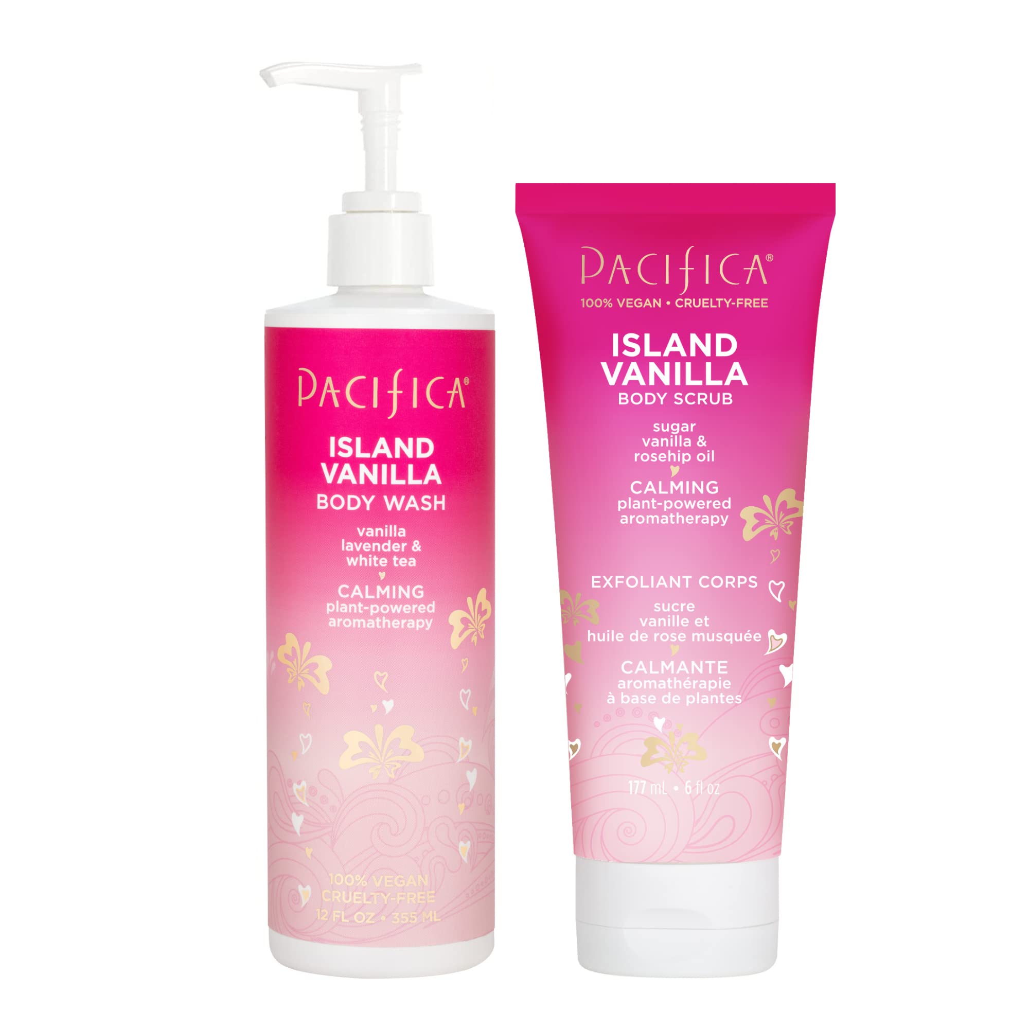Pacifica Beauty Island Vanilla Body Wash & Scrub with Aloe, Sugar & Rosehip Oil – Hydrating Hyaluronic Acid, Vegan & Cruelty-Free – Daily Shower Gel & Exfoliating Polish for Smooth Skin – Perfect for Spa Days & Self-Care Routines