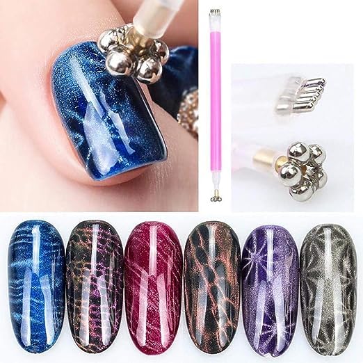 BANIRA Double Head Flower Design Nail Magnet Tool Set - Strong Magnet Stick & Pens for Cat Eye Gel Polish Nail Art | Professional Manicure Kit for Salon & Home Use