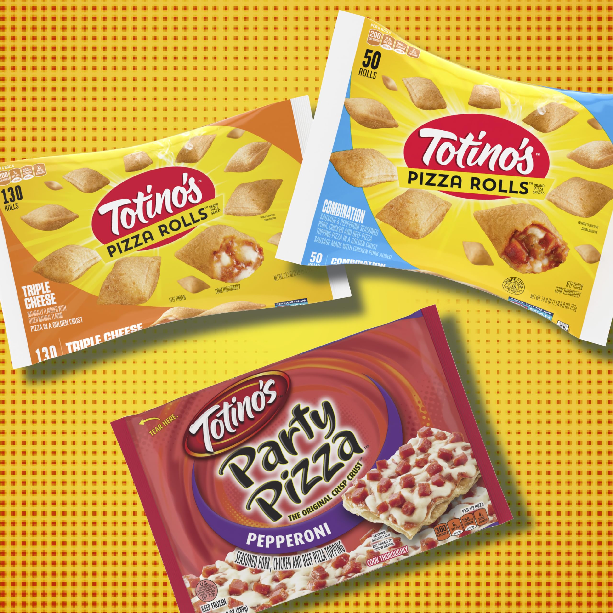 Totino's Triple Cheese Pizza Rolls - Frozen Snacks (50 Count, 24.8 oz) | Perfect for Parties, Game Nights & Quick Meals