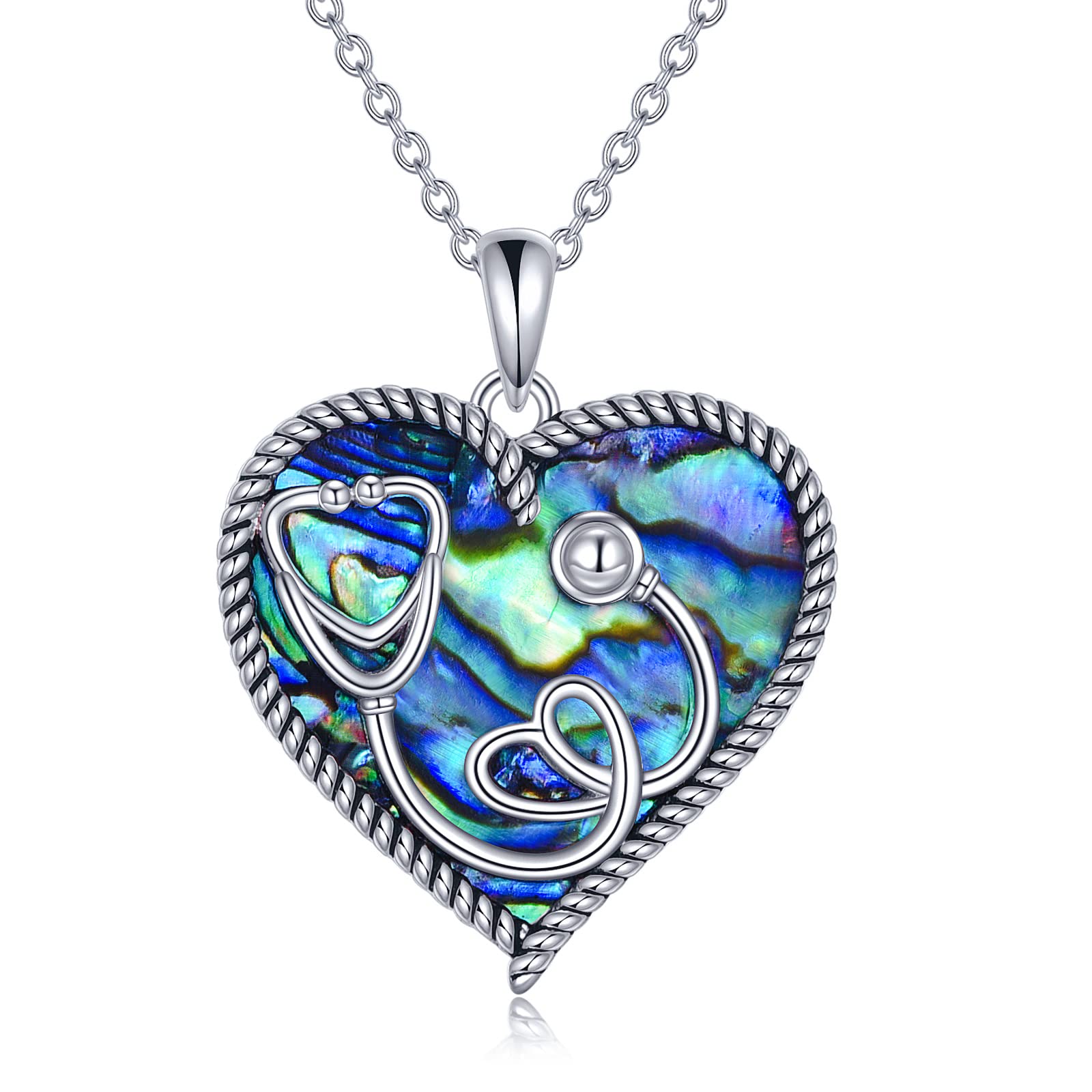 AOBOCO Sterling Silver Heart Crystal Necklace - Perfect Nurse Gift for Graduation, Nurse Week & Appreciation - Elegant Jewelry for Healthcare Workers & Medical Professionals (Great for Daily Wear & Special Occasions)