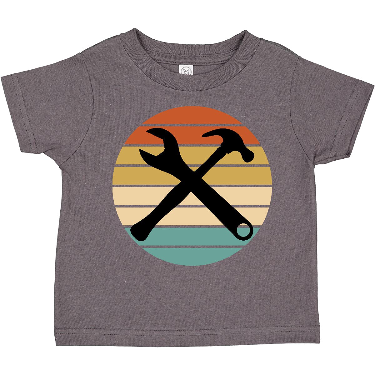 Inktastic Construction Tools Retro Sunset Toddler T-Shirt - Cute Graphic Tee for Boys & Girls - Perfect for Playdates, Daycare & Family Outings