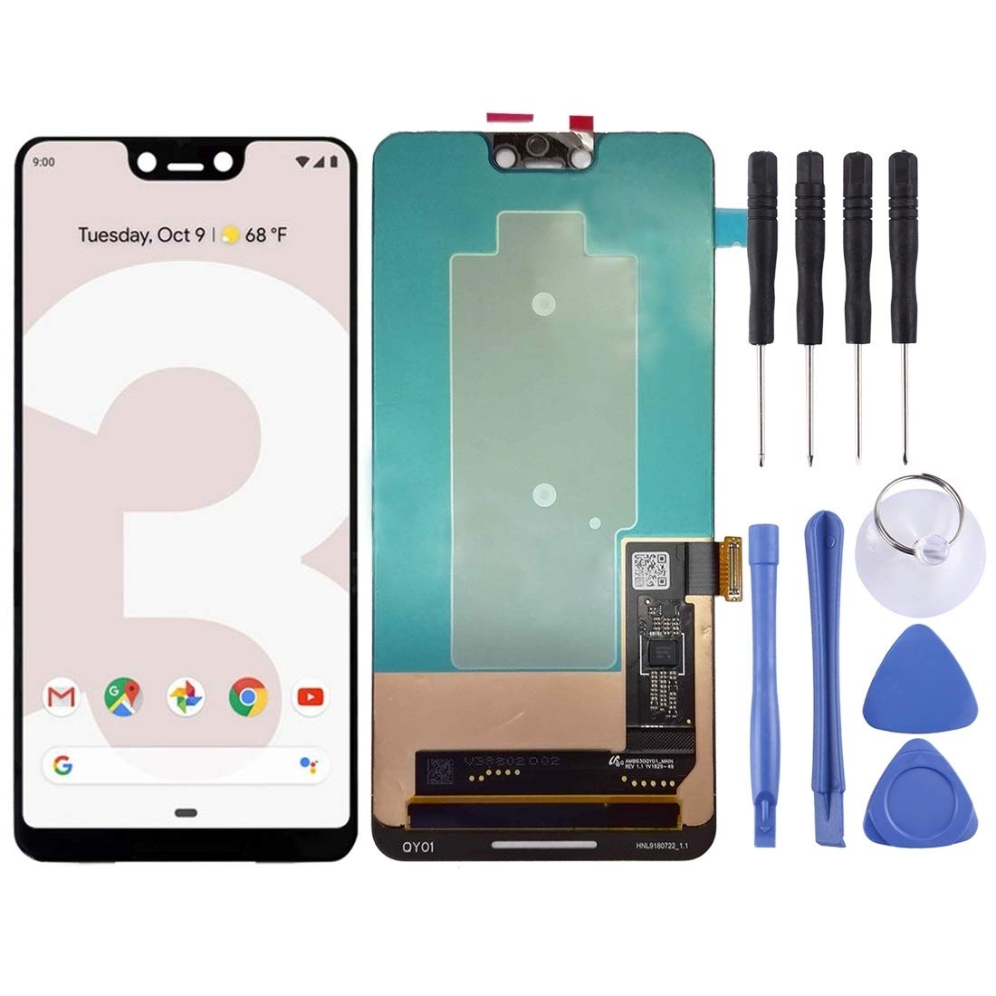 Google Pixel 3 XL LCD Screen & Digitizer Assembly - Black Replacement Part for DIY Repair