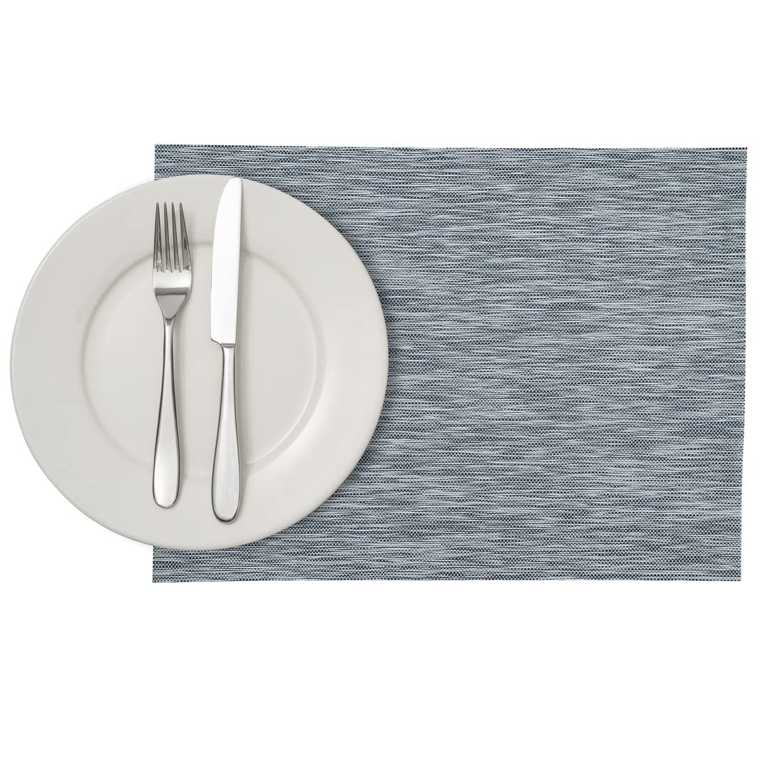 Premium 16x12 Inch Woven Vinyl Placemats Set of 6 - Stain-Resistant, Easy Clean Rectangle Table Mats for Dining Room & Restaurants | Elegant Gray Home Decor for Everyday Meals & Dinner Parties
