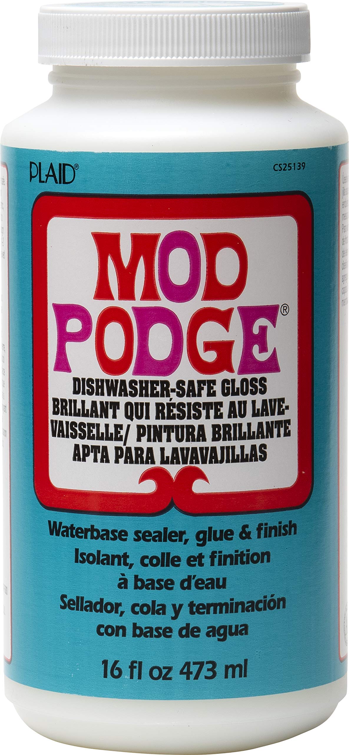 Mod Podge Dishwasher Safe Waterbase Sealer, Glue and Finish - 16 oz Glossy Craft Sealant for DIY Projects, Decoupage, Wood, Fabric & Glass - Perfect for Home Decor, Scrapbooking and Art Preservation