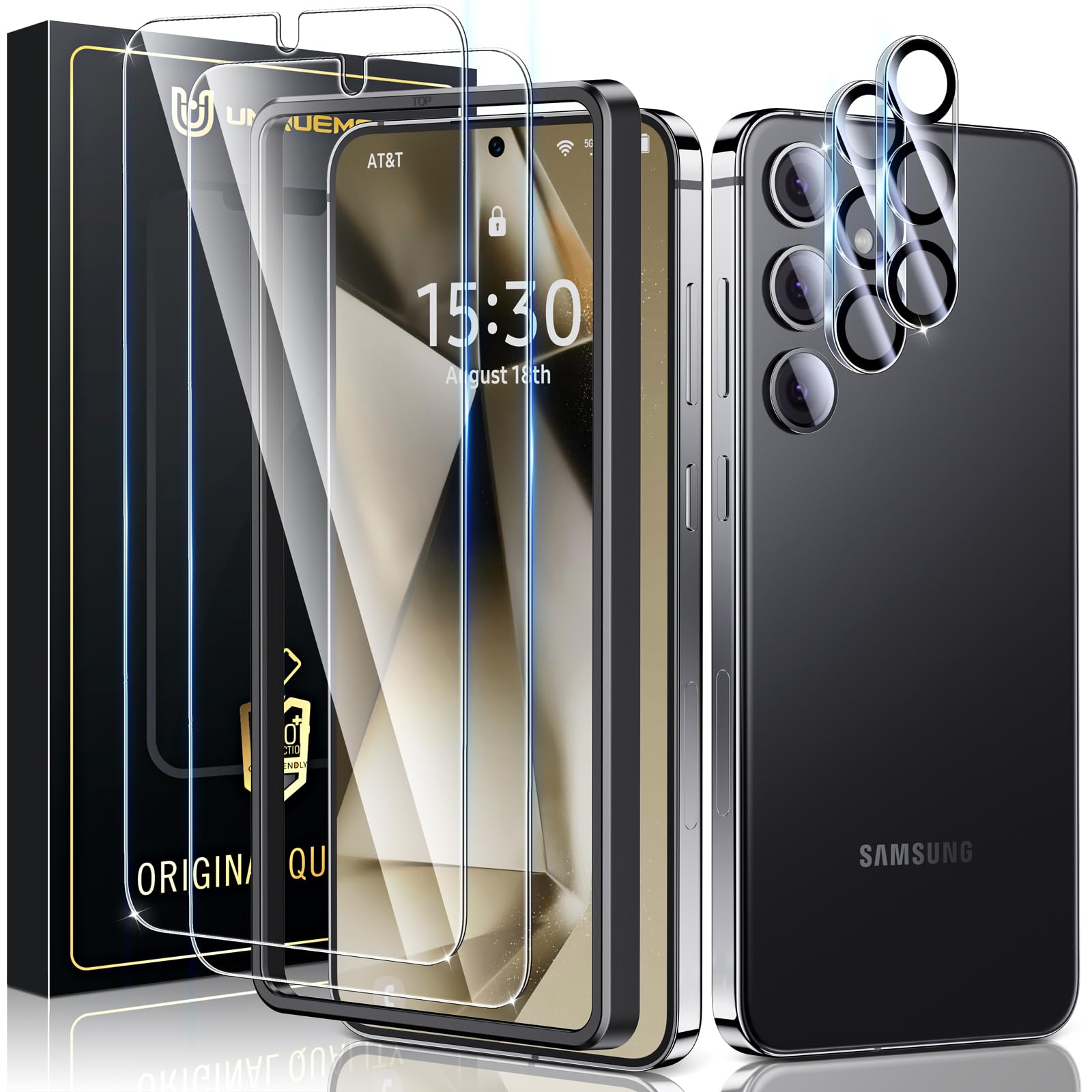 2+2 Pack Samsung Galaxy S24 Plus/S24+ Screen Protector & Camera Lens Protector - Tempered Glass, Anti-Scratch, Bubble-Free with Easy Installation Frame | Perfect for Everyday Protection & Outdoor Activities