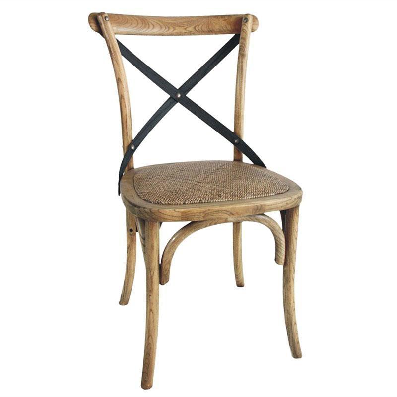 Marcel Cross Back Dining Chair - Natural Oak & Metal Frame - Modern Farmhouse Style for Kitchen, Dining Room, or Breakfast Nook