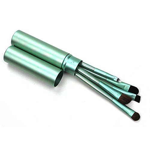 5-Piece Professional Eyeshadow Brush Set - Pony Hair Cosmetic Brushes for Eyeshadow, Eyeliner & Contour - Travel-Friendly Round Tube Packaging - Perfect for Makeup Artists & Beginners (Home, Travel, Professional Use)