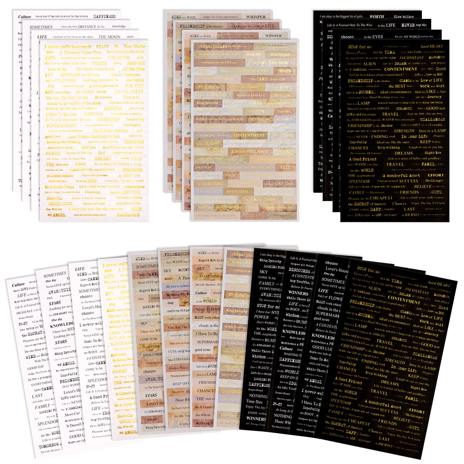 DREMISI 24 Sheet Quote Stickers for Journaling & Scrapbooking - Inspirational Words & Phrases Stickers for Junk Journal, DIY Crafts, Bullet Diary - Perfect for Scrapbook Supplies & Aesthetic Paper Projects