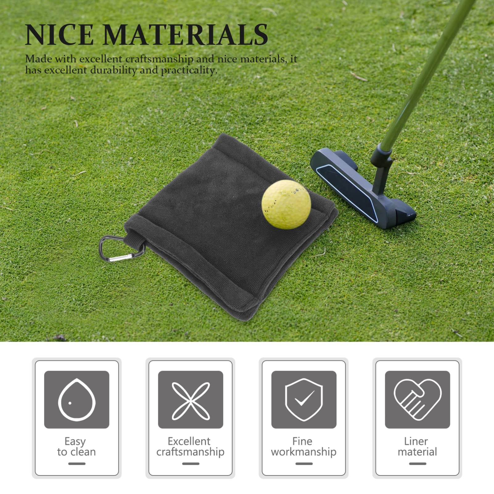 Premium Golf Towel with Clip - Portable Golf Ball Cleaner & Multipurpose Wiping Towel for Golf Clubs & Balls | Perfect for Driving Range, Course & Practice Sessions