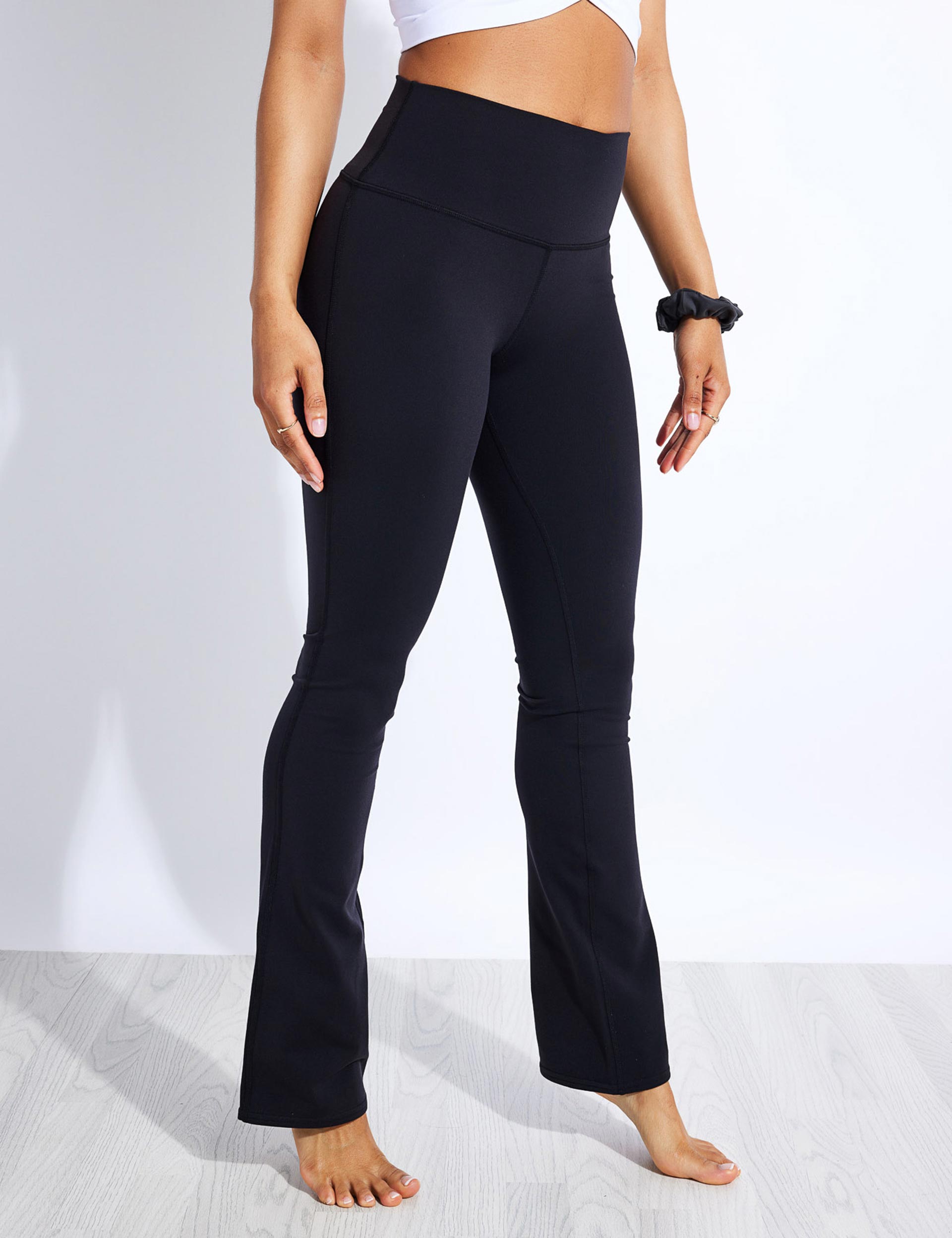 High Waisted Bootcut Legging for Women - Black Airbrush Yoga Pants - Stretchy Workout Leggings for Running, Gym & Casual Wear