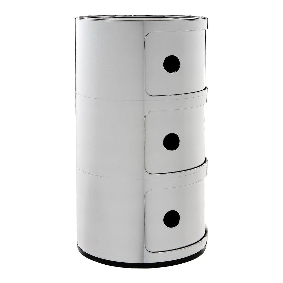Componibili Round 3-Door Storage Tower - Modern Modular Organizer for Bedroom, Living Room & Office - Space-Saving Furniture Solution