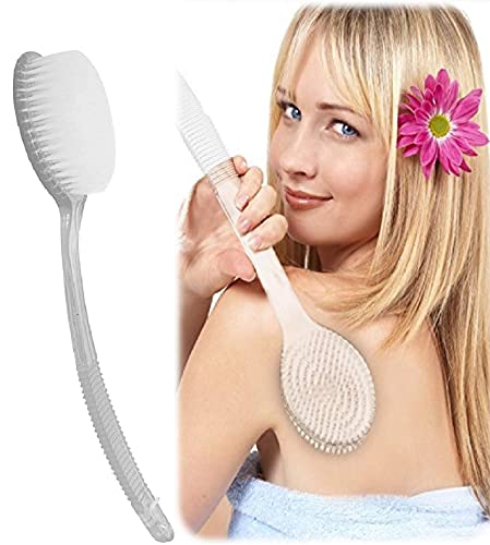 LEYSIN Long Handle Bath Brush with Soft Bristles - Exfoliating Back Scrubber for Dead Skin Removal - Gentle Loofah Shower Brush for Men & Women (Pack of 1) - Perfect for Hard-to-Reach Areas & Spa-Like Bath Experience