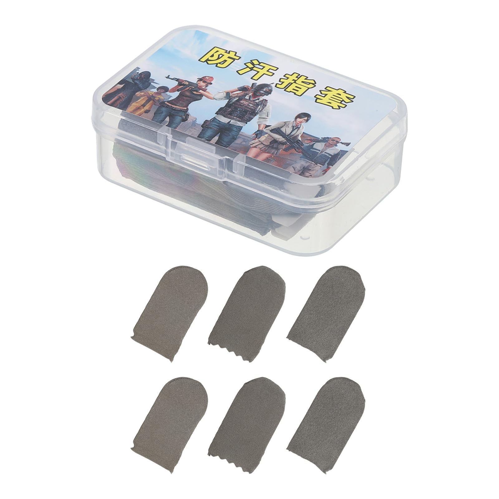 MECCANIXITY Anti-Sweat Gaming Finger Sleeves - 6 Pack Silver Grey Touch Screen Thumb Covers for Mobile Games, Perfect for PUBG, Fortnite & COD Players