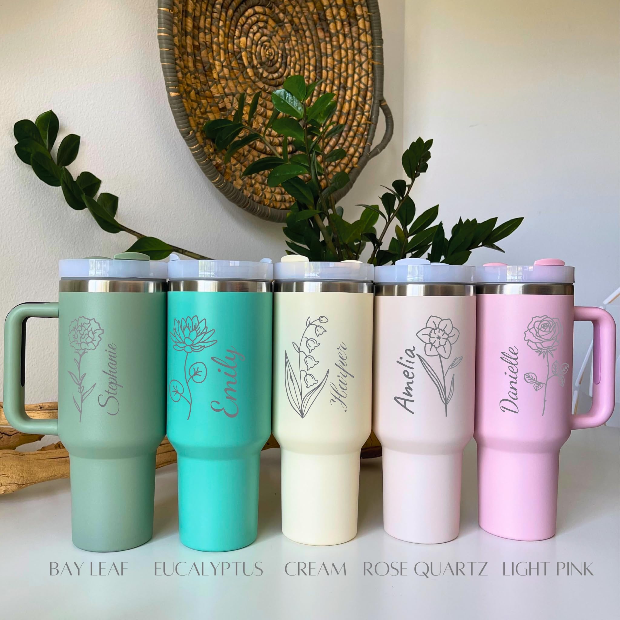 Custom Engraved Name 40oz Stainless Steel Tumbler with Handle & Straw - Personalized Insulated Travel Coffee Mug for Women, Christmas & Birthday Gifts - Perfect for Office, Gym, Road Trips & Outdoor Adventures