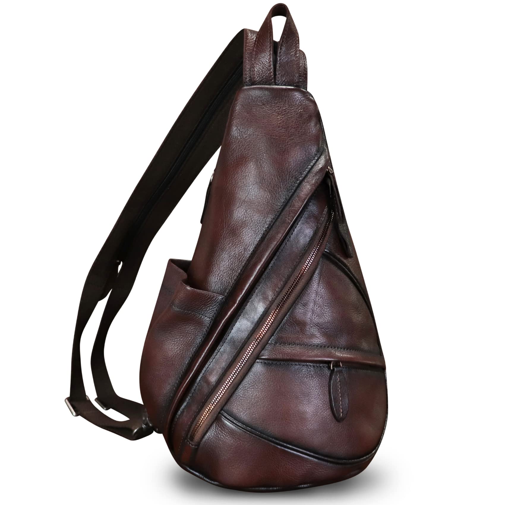 Genuine Leather Sling Bag for Men & Women - Crossbody Shoulder Backpack Purse - Perfect for Travel, Work & Daily Use