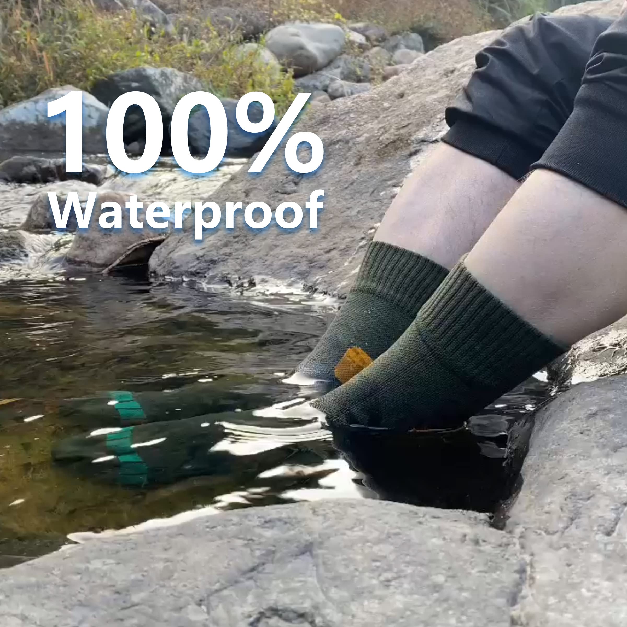 Waterproof Socks for Men & Women - Breathable Cushioned Hiking, Skiing & Outdoor Sports Crew Socks - Perfect for Hiking, Camping, Fishing & Winter Activities