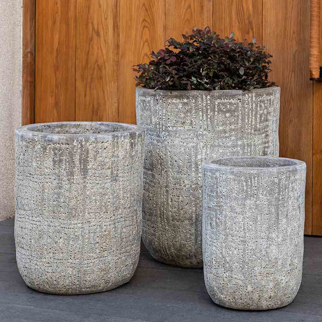 Campania International Eero Planter Set of 3 - Angkor Light Grey Modern Flower Pots for Indoor/Outdoor Home & Garden Decor