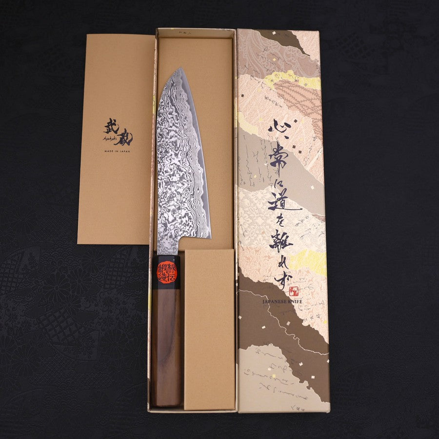 Premium Santoku SG2 Damascus Steel Knife 165mm with Walnut Handle - Perfect for Slicing, Dicing, and Chopping Vegetables, Meat, and Fish in Professional Kitchens