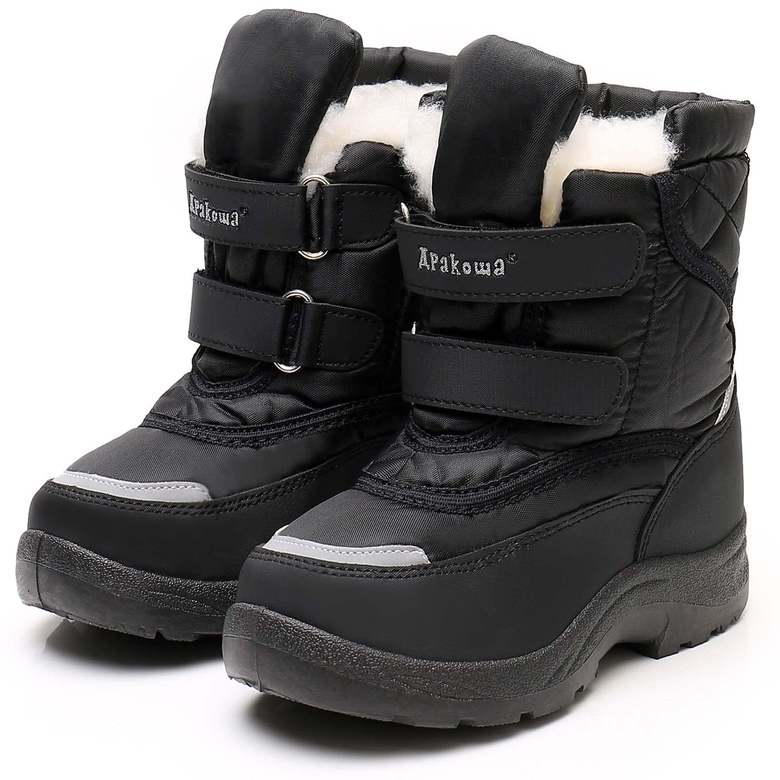 Apakowa Kids' Winter Snow Boots for Boys & Girls - Waterproof, Warm & Comfortable Toddler/Little Kid Boots for Snow Play, Outdoor Adventures & Cold Weather
