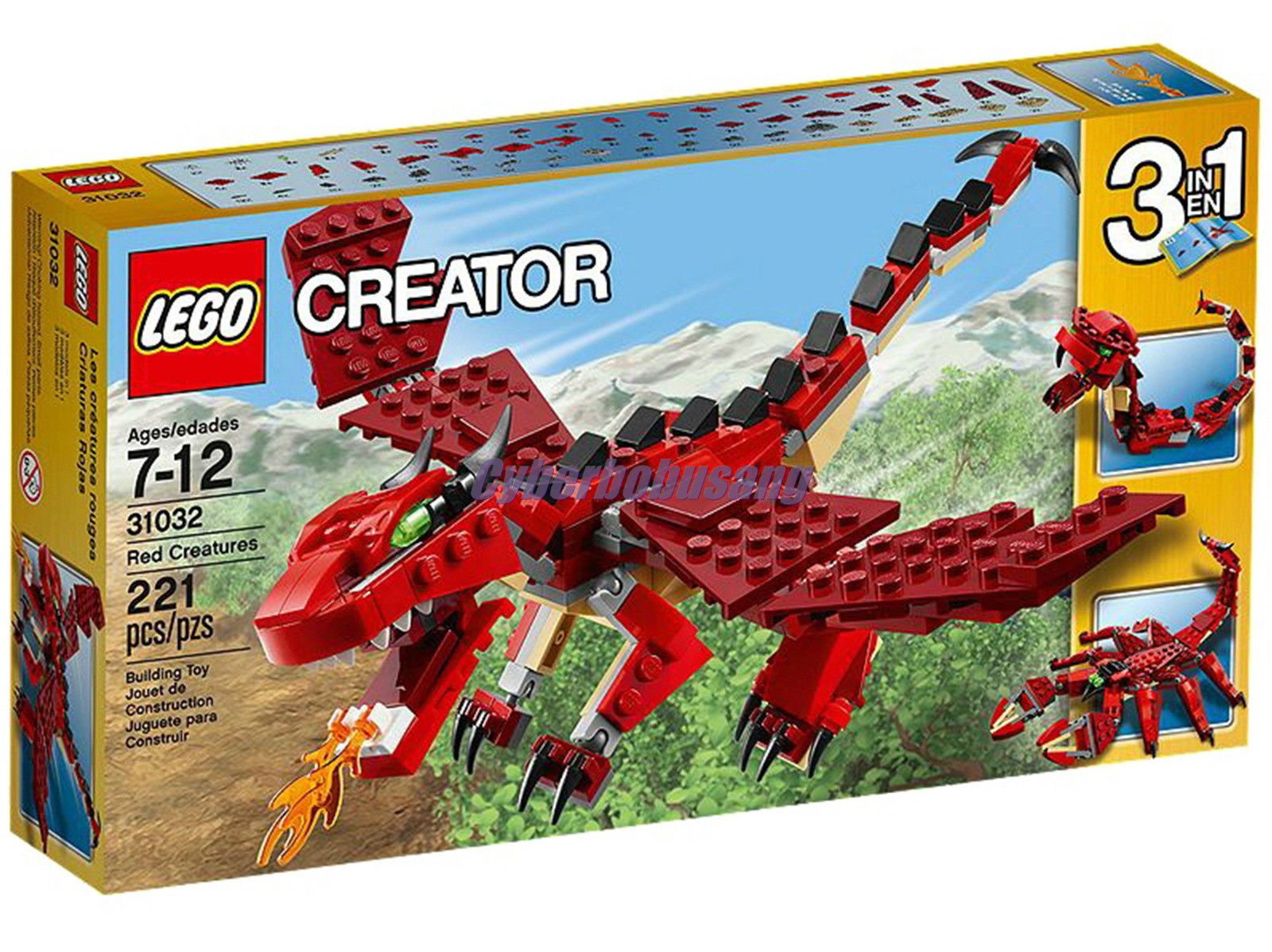 LEGO Creator Red Creatures Building Blocks Set - 3-in-1 Model Kit for Kids & Adults - Creative DIY Toy for Home Decoration, Birthday Gifts & STEM Learning Activities