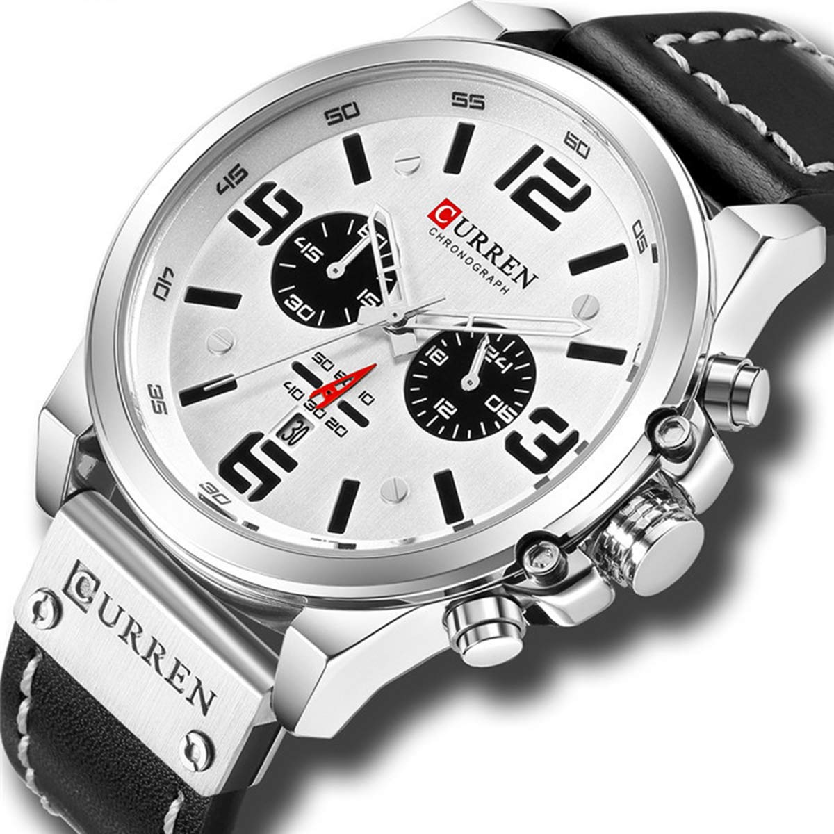 Men's Chronograph Sport Watch - Brown Leather Strap Quartz Watch for Business & Casual Wear | Waterproof Wristwatch for Office, Dating & Outdoor Activities