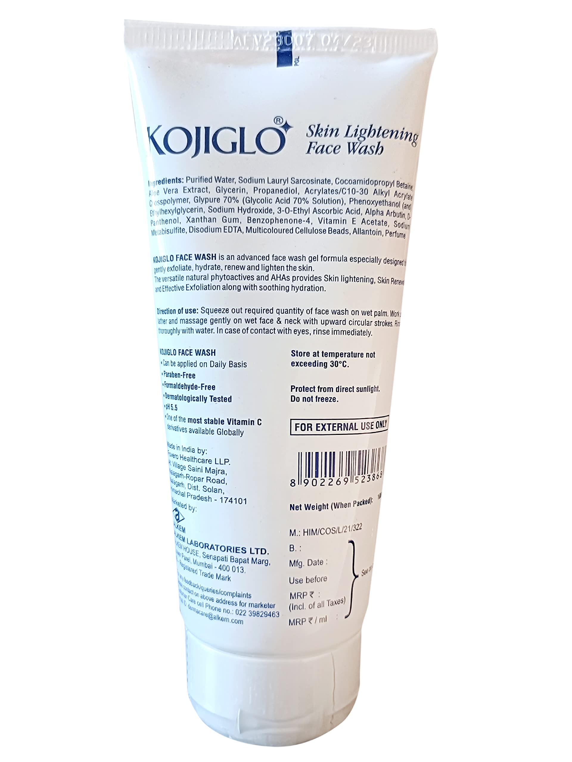 OPERIO Kojiglo Skin Lightening & Brightening Face Wash 100G - Natural Glow Facial Cleanser for Dark Spots & Uneven Tone - Perfect for Morning & Night Skincare Routine