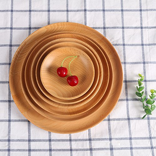 Myuilor Acacia Wood Dinner Plates Set of 3 - 6/8/10 Inch Round Wooden Plates for Dining, Snacks & Appetizers - Handcrafted, Lightweight & Easy Clean - Perfect for Restaurants, Picnics & Home Decor