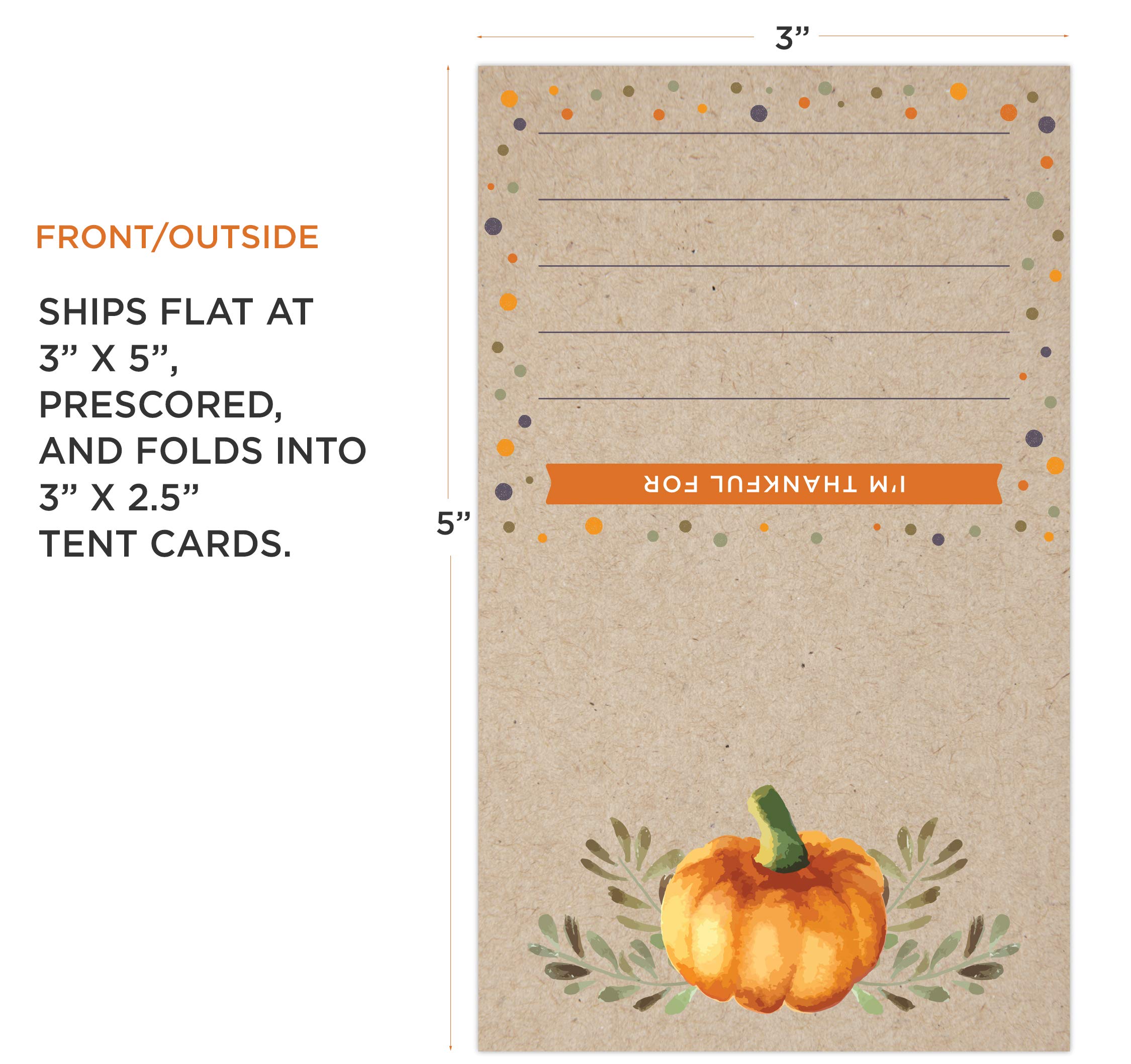 Koko Paper Co Thanksgiving Place Cards with Fill-in Gratitude Cards | 50-Pack Premium Heavy Cardstock | Perfect for Holiday Table Settings & Family Gatherings