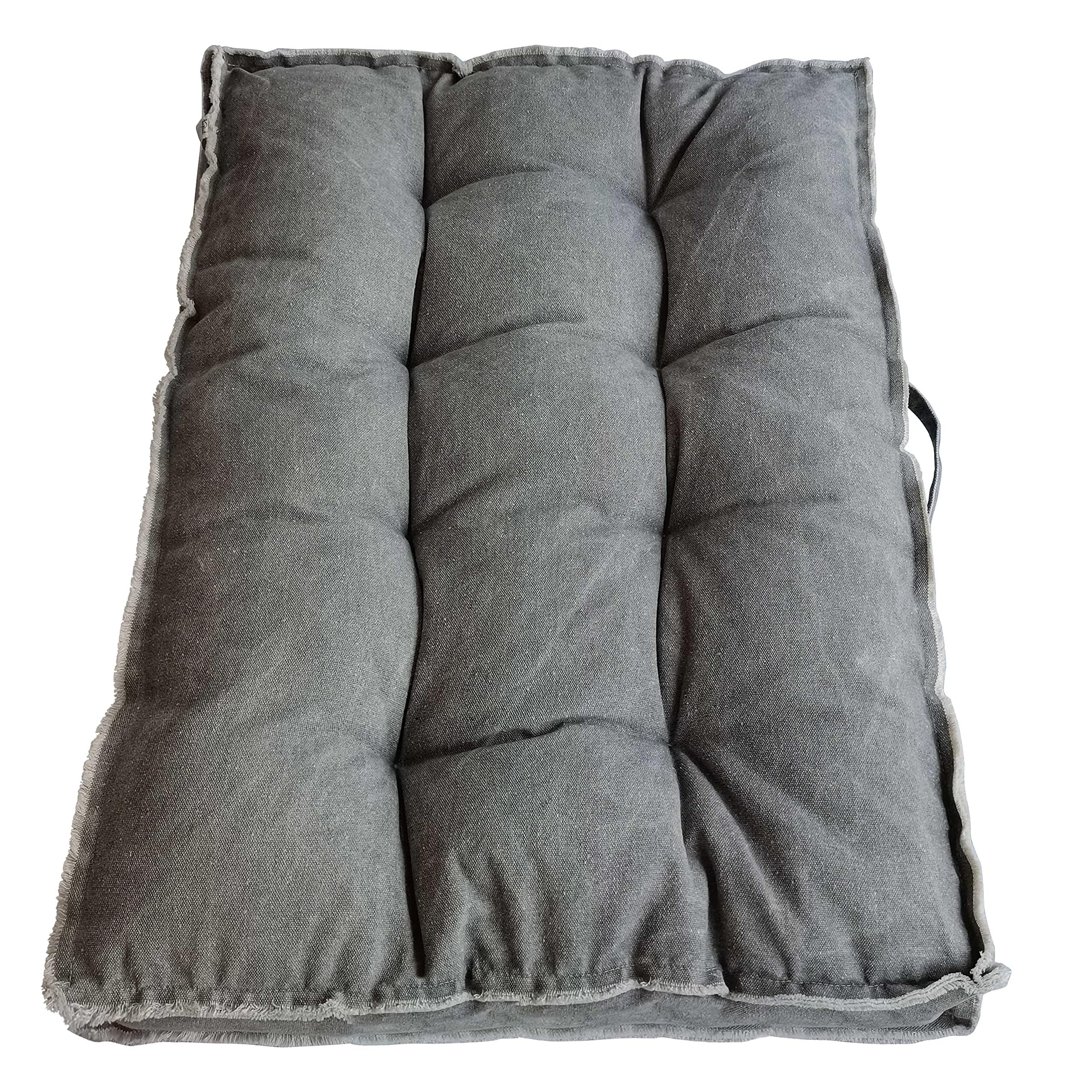 Large Tufted Floor Pillow for Meditation, Reading & Relaxation - Thick Comfortable Floor Cushion for Adults & Kids - Perfect for Living Room, Balcony, Outdoor & Reading Nook (Gray) - Cozy Seating Solution for Yoga, Lounging & Playtime